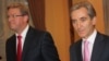 EU commissioner Stefan Fuele (left) meeting with Moldovan Prime Minister Iurie Leancă