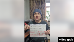Kazakhstan - Timur Danebaev who has just been released from prison makes video statement. Video grab, 2 September 2025
