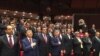 Форум начался с прослушивания гимнов двух стран.