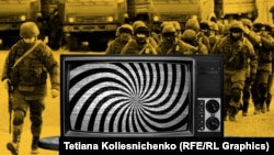 Російські військові та пропаганда в Криму. Ілюстративний колаж